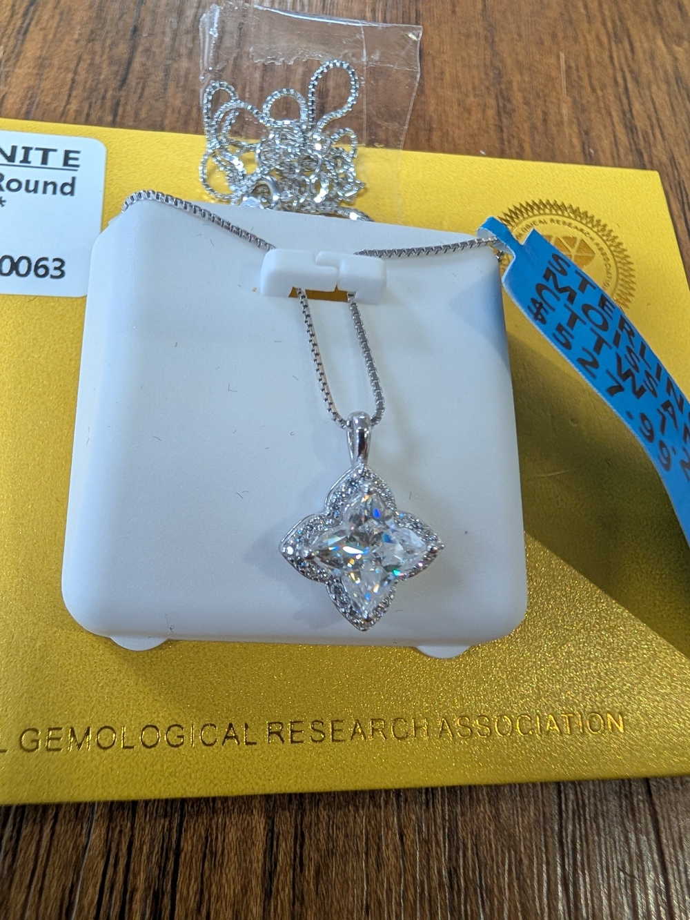Sterling Silver White Moissanite Floral Pendant Necklace